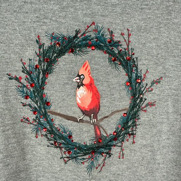 Croft & Barrow Classic Tee XL Cardinal Wreath Gray Long Sleeve Womens Shirt - Picture 2 of 6